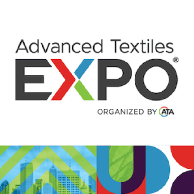 Exhibition booths and textile technology displays at Advanced Textiles Expo