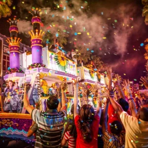 Mardi Gras parade floats at Universal Studios Florida